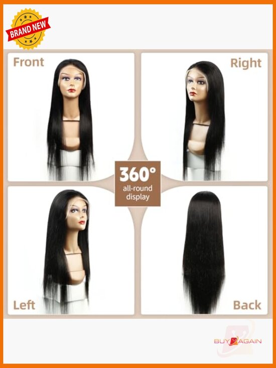 Straight Lace Front Wig 200% Density Human Hair Glueless 13x4 main image 4